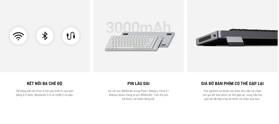Flow 2 đi kèm với ba công tắc POM