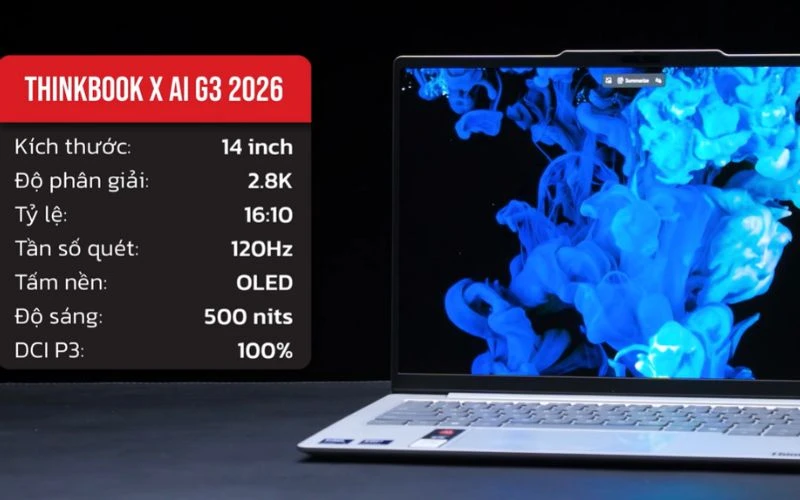 Lenovo Thinkbook X AI G3 2026 có màn hình 14 inch OLED 2.8K 