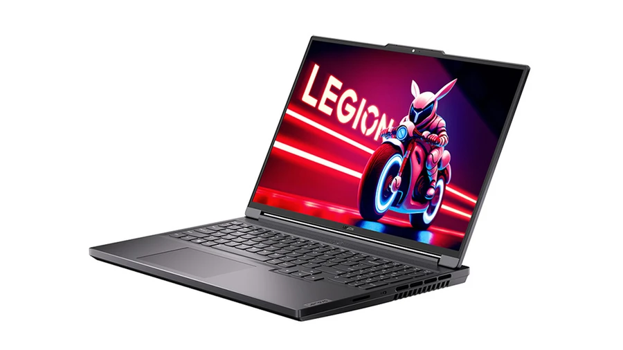 Lenovo Legion Slim 5 với thiết kế vuông vức, logo biểu tượng và khe tản nhiệt vát chéo