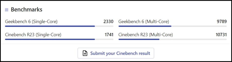 Cinebench R23 Dell Vostro 5630