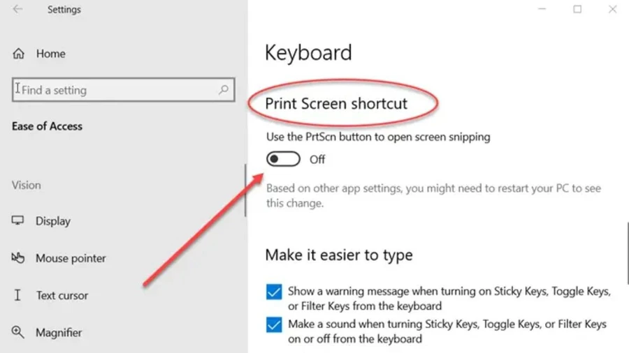 Kiểm tra chức năng phím Print Screen