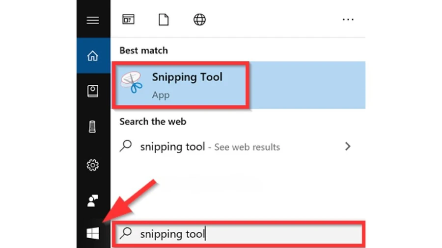 Cách mở công cụ Snipping Tool