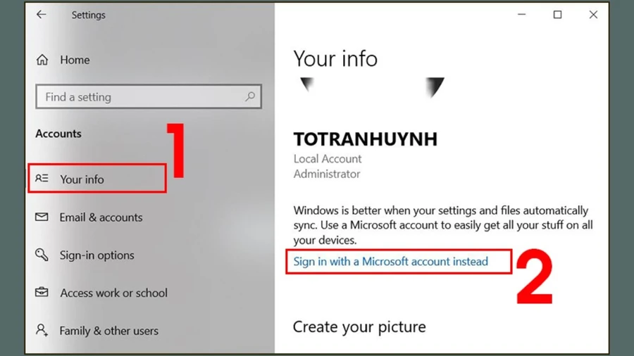 Sign in with a Microsoft account instead