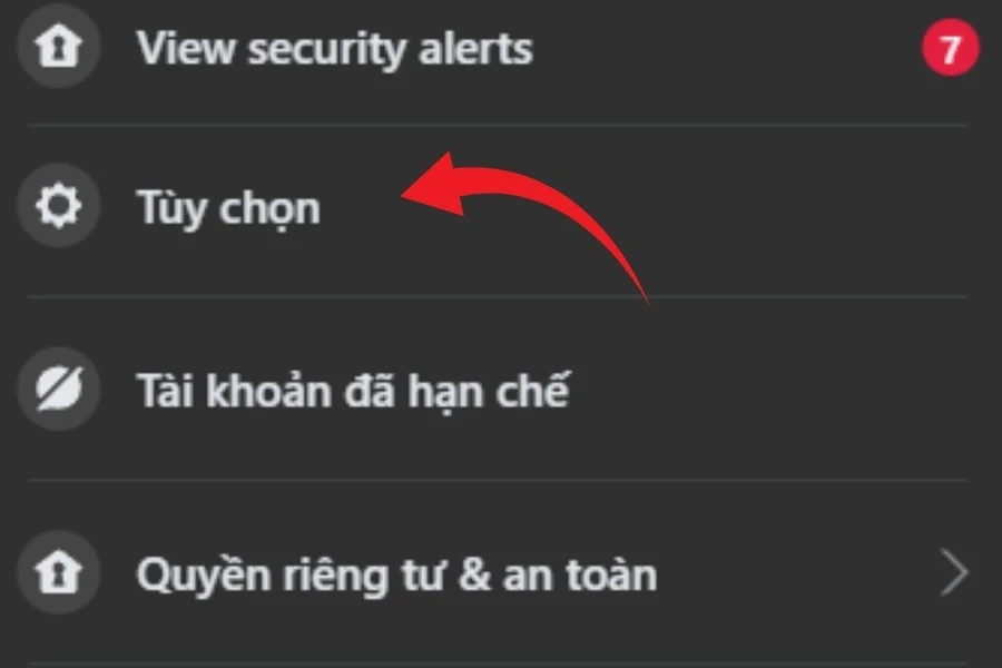 Chọn setting