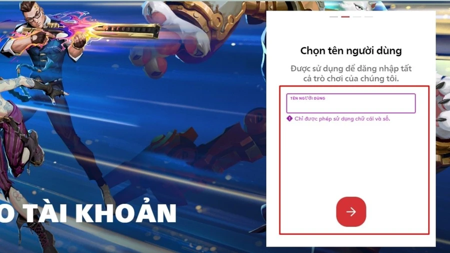Điền tên đăng nhập 