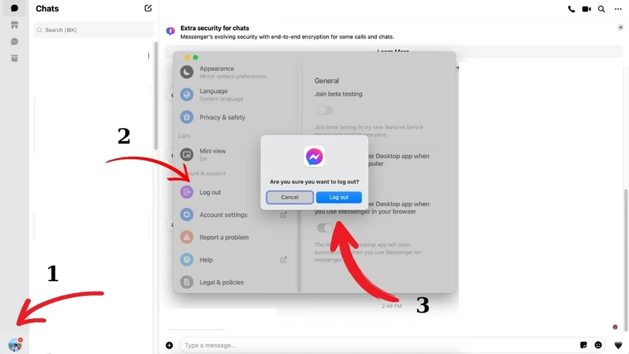 Đăng xuất Messenger trên Laptop