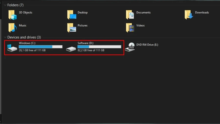Kiểm tra dung lượng bằng File Explorer (This PC)