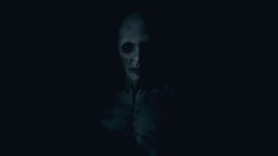 Một căn phòng tối trong game kinh dị Visage, gợi cảm giác căng thẳng và bí ẩn.