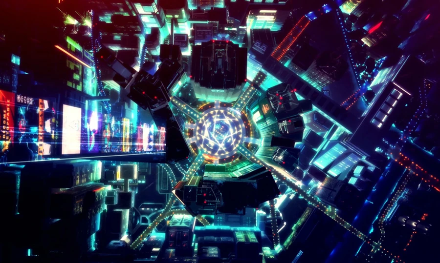 Night City trong Cyberpunk: Edgerunners, một ví dụ điển hình của bối cảnh Cyberpunk
