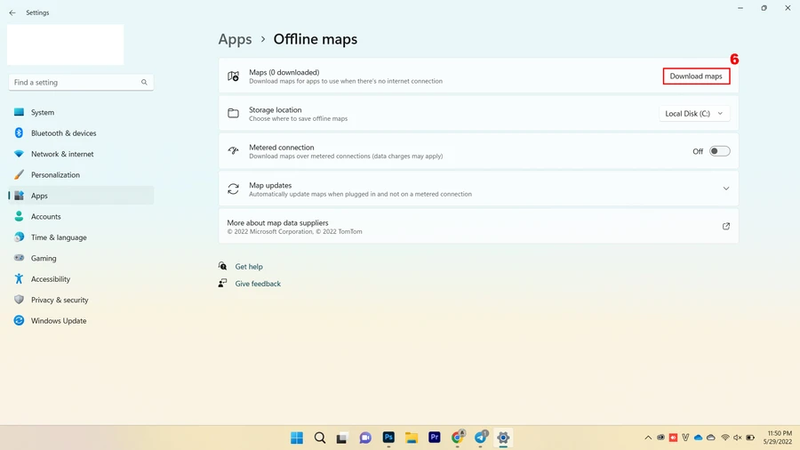 Nhấn chọn vào nút Download maps