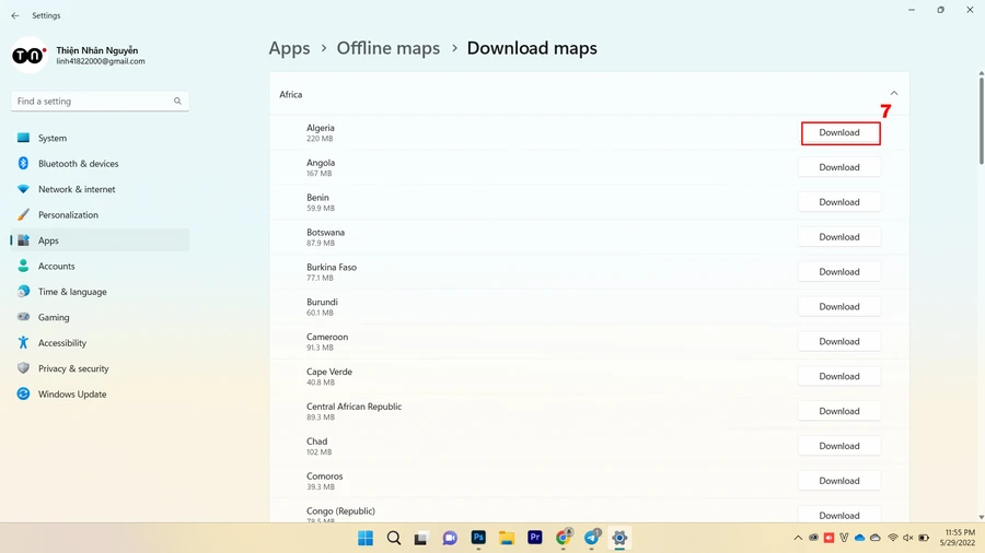 Nhấn chọn Download. Việt Nam sẽ nằm ở mục Asia.