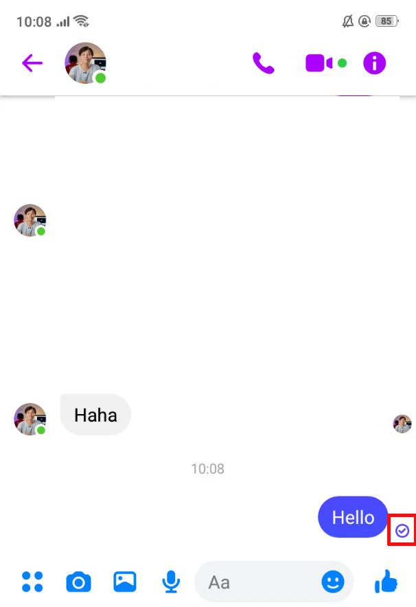 Biểu tượng trạng thái tin nhắn Messenger: đã gửi, đã nhận, đã xem, đang hoạt động.