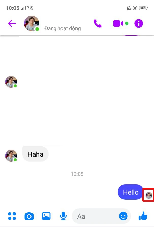 Biểu tượng trạng thái tin nhắn Messenger: đã gửi, đã nhận, đã xem.