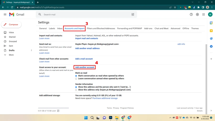 Ủy quyền truy cập Gmail cho phép người khác xem thư mà không cần mật khẩu.