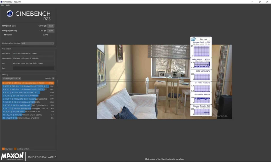 Bài test Cinebench R23 của ThinkBook 16 G4+
