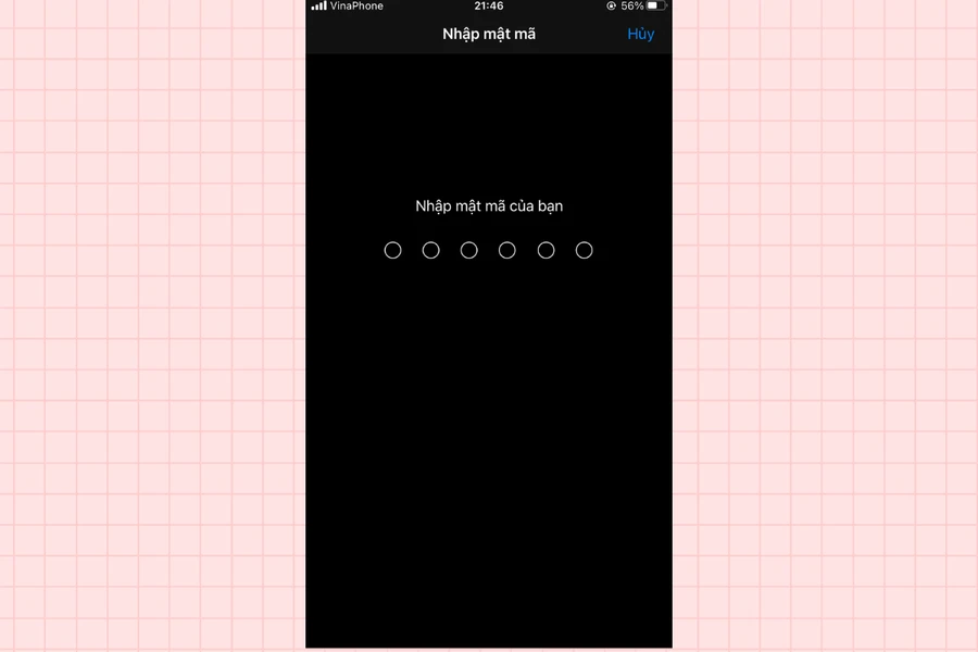 Nhập mật mã iPhone để tiếp tục cài đặt bảo mật