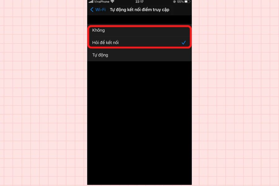 Cài đặt bảo mật iPhone: chọn "Không" hoặc "Hỏi để kết nối"