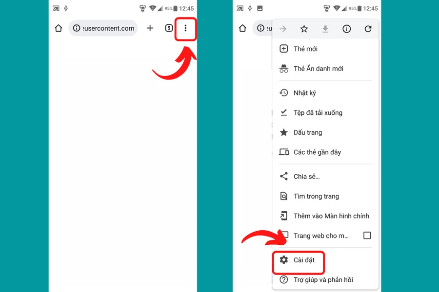 Mở trình duyệt Chrome trên Android