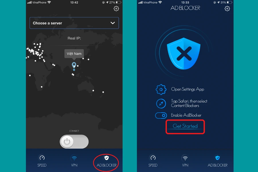 Bật công tắc “Ad Blocker”