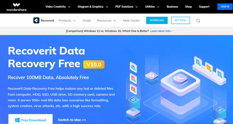 Bước 1: Tải và cài đặt Wondershare Data Recoverit