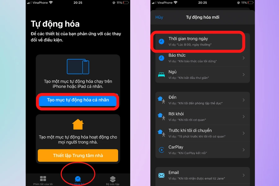 Ảnh minh họa giao diện cài đặt hẹn giờ gửi tin nhắn trên iPhone