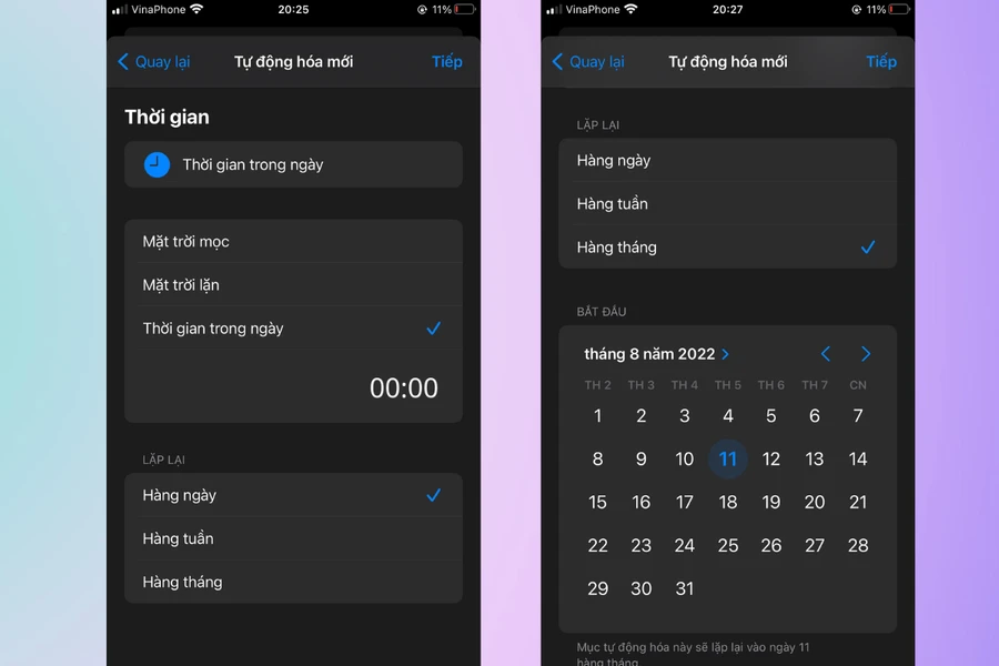 iPhone hiển thị tính năng hẹn giờ gửi tin nhắn.