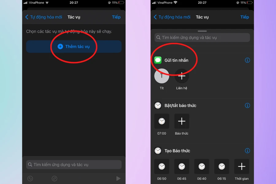 Giao diện hẹn giờ gửi tin nhắn trên iPhone
