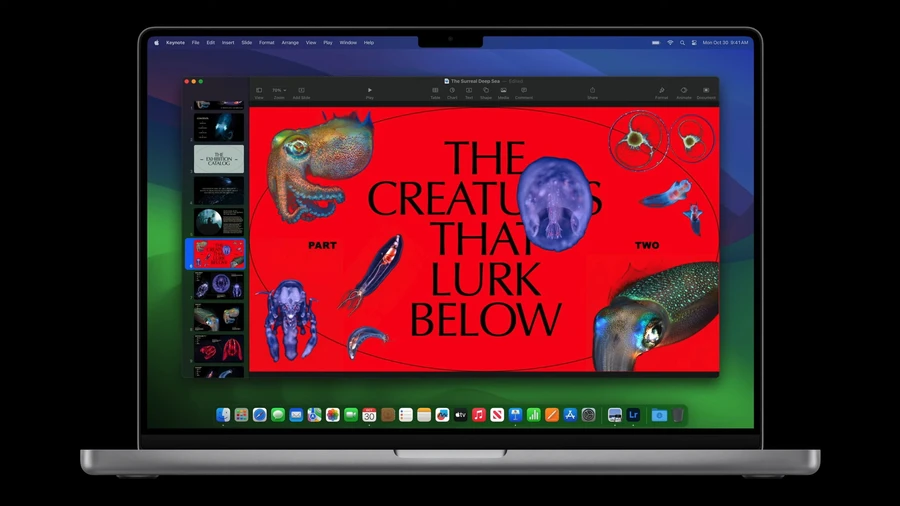 MacBook Pro M3 với màn hình Mini-LED, độ sáng và tương phản cao.