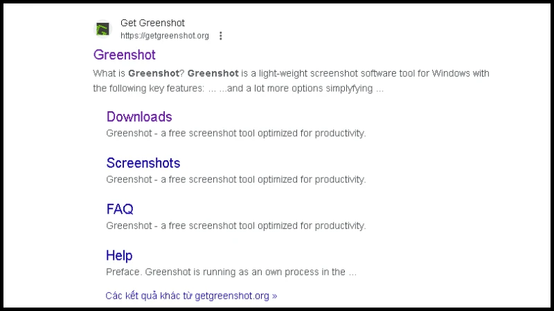 Ứng dụng Greenshot trên Google