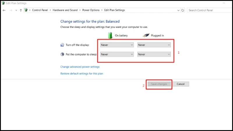 Chuyển trạng thái cho tất cả các mục thành Never > Save changes