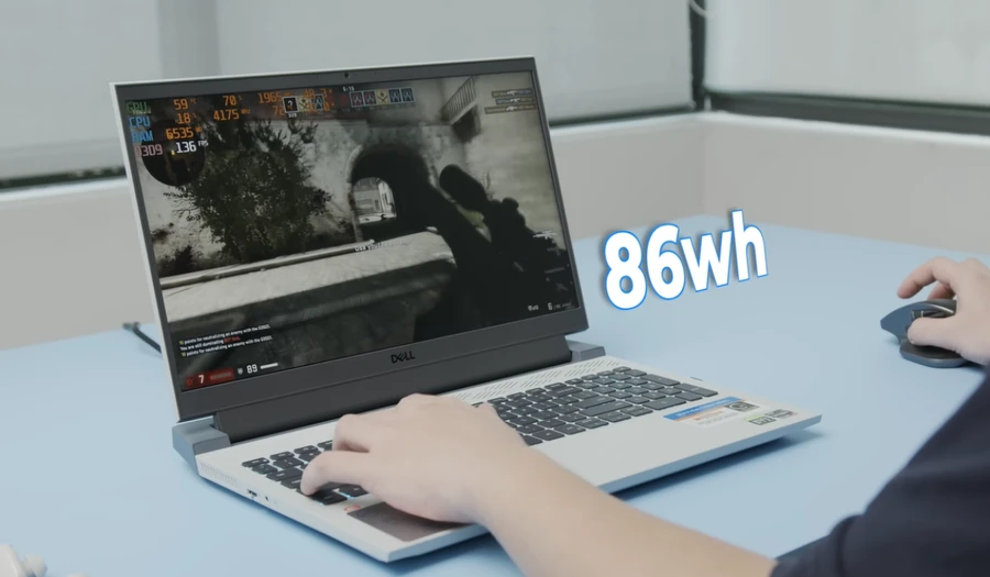 Dell Gaming G15 5515 được trang bị viên pin có dung lượng 86Whr