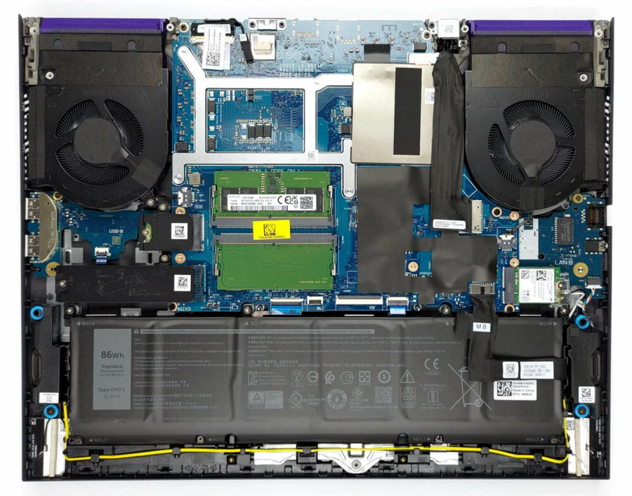 Laptop Dell G16 7630 với pin 86Wh và công nghệ NVIDIA Optimus.