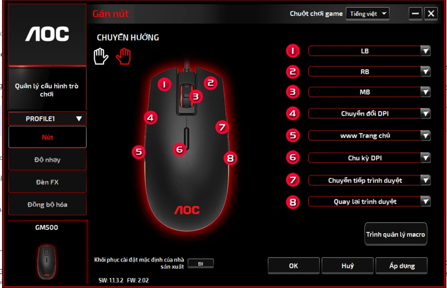 Phần mềm G-Menu độc quyền của AOC