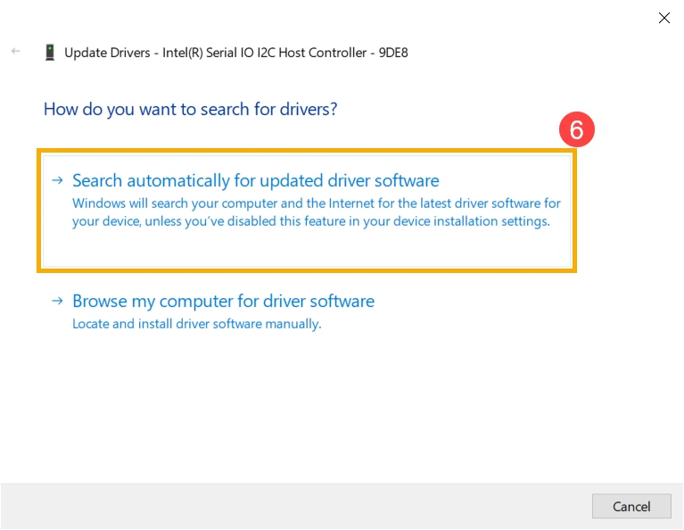 Chọn Search automatically for updated driver software để phần mềm tự cài đặt