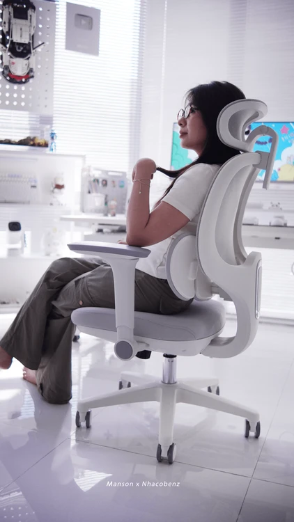 Ghế công thái học Manson E3 Lite màu đen, xanh, hồng, xám, tùy chỉnh linh hoạt.